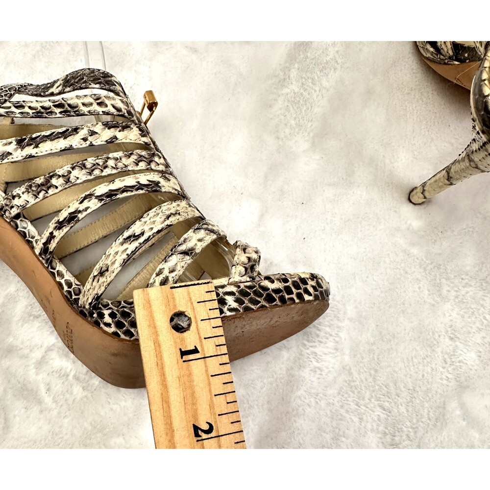 Jimmy Choo Women's Snakeskin Heels Strappy Sandals Front Gold Zip Python SZ 37 - Picture 7 of 14